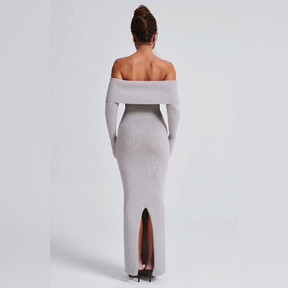 NWT Babyboo Beverley Knit Maxi Light Grey Dress Marl Sweater  Size XS - Picture 7 of 14